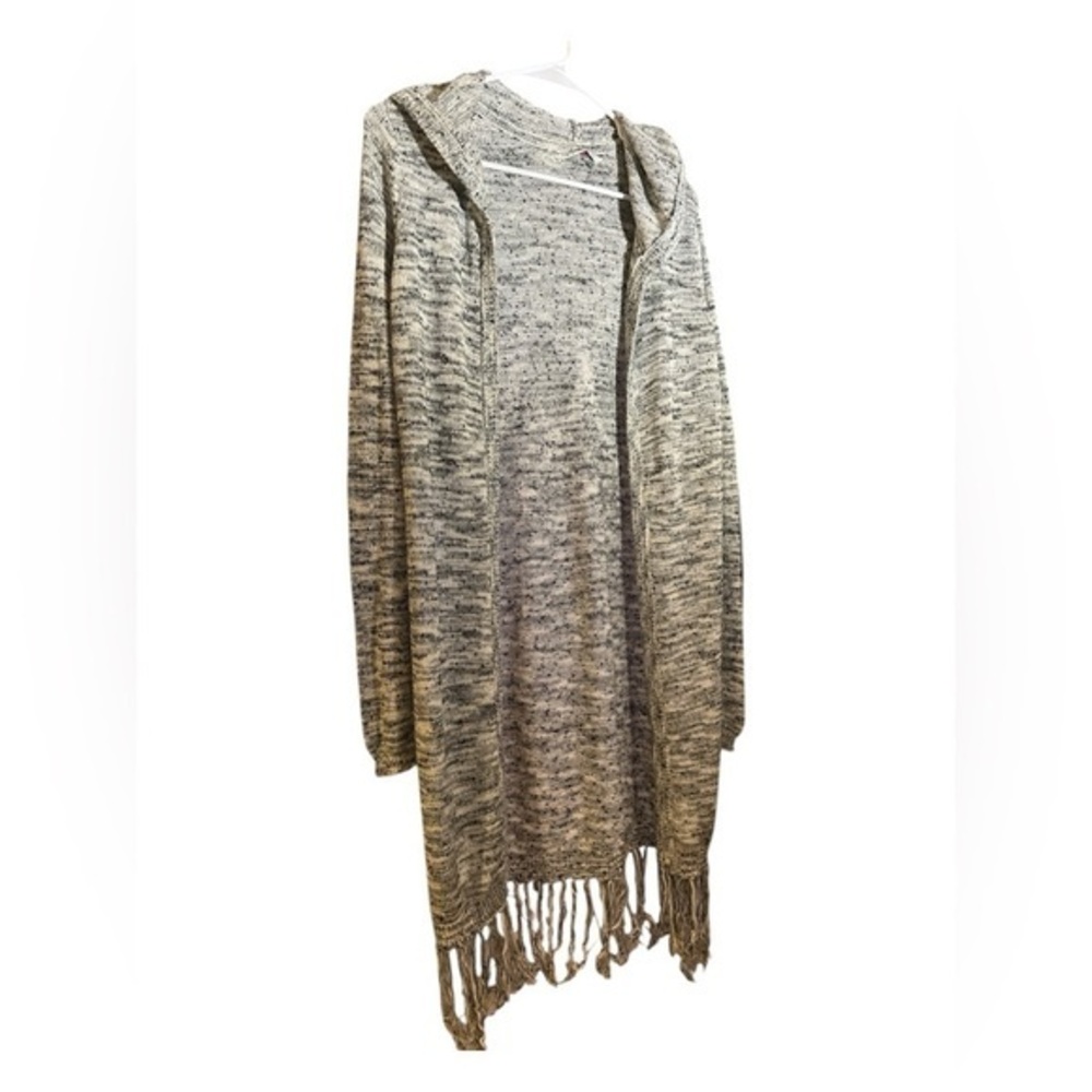Hollister + Lucy Hale Collection Knit Boho Fringe Hooded Duster Grunge Sz Xs/S